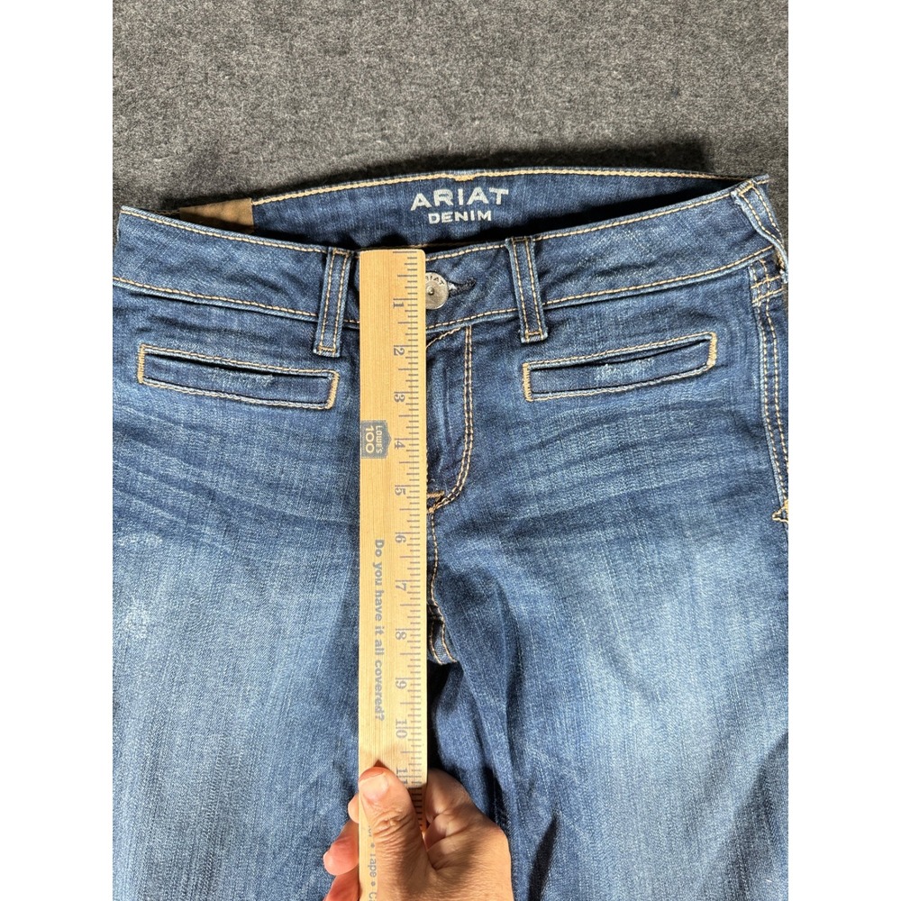 Ariat Denim Trouser Jeans Womens 28R Medium Wash Flare Wide Leg Mid Rise 13423 - Picture 10 of 14